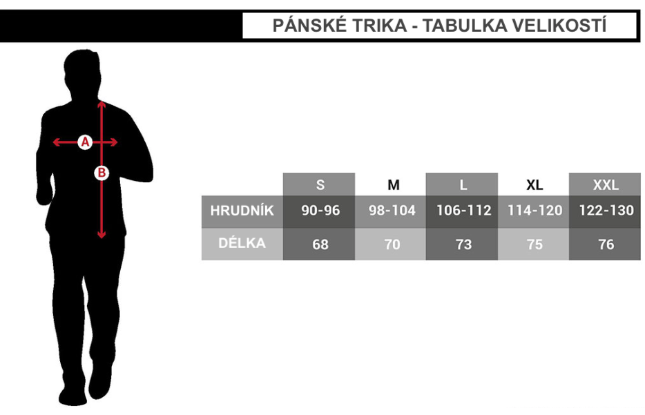 pánské trika tabulka